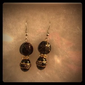 Black bead earrings with a hint of gold